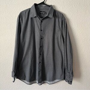 Express 1MX Slim Geo Print Button Down Long Sleeve Dress Shirt Size L